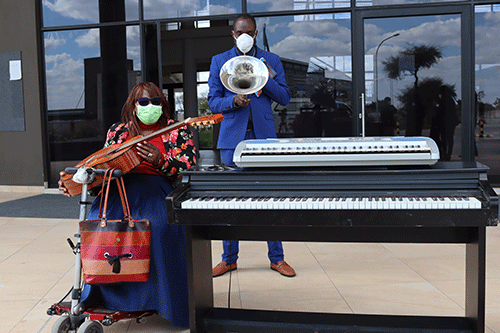Manombe-Ncube hands over music instruments in Omaheke