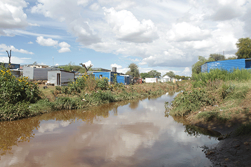 Informal settlement houses flooded