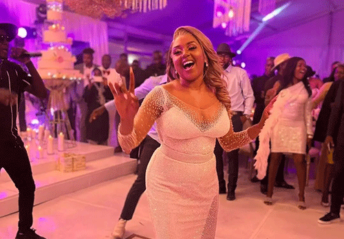 Betty Davids and hubby’s flashy wedding …as she arrives at new home in a chopper