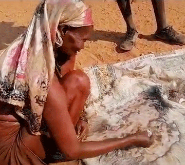 Destitute Ovatjimba forced to eat goat skin