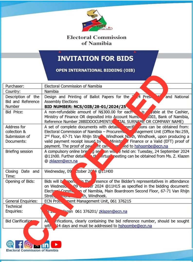 ecn ECN cancels public bid for ballot papers