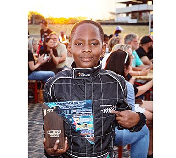 Young karting star dominating the track