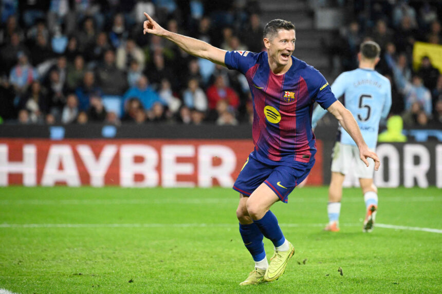 Lewandowski scores hat trick …Barcelona overcome Celta Vigo