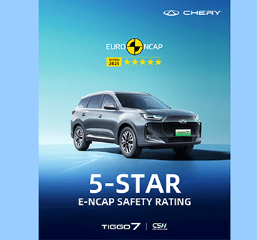 Euro NCAP awards Chery Tiggo 7 CSH five-star safety rating 