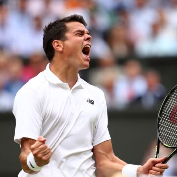 Raonic hangs his racket